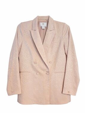 House of Harlow 1960 Blush Pink Double-Breasted Jacquard Blazer 0527